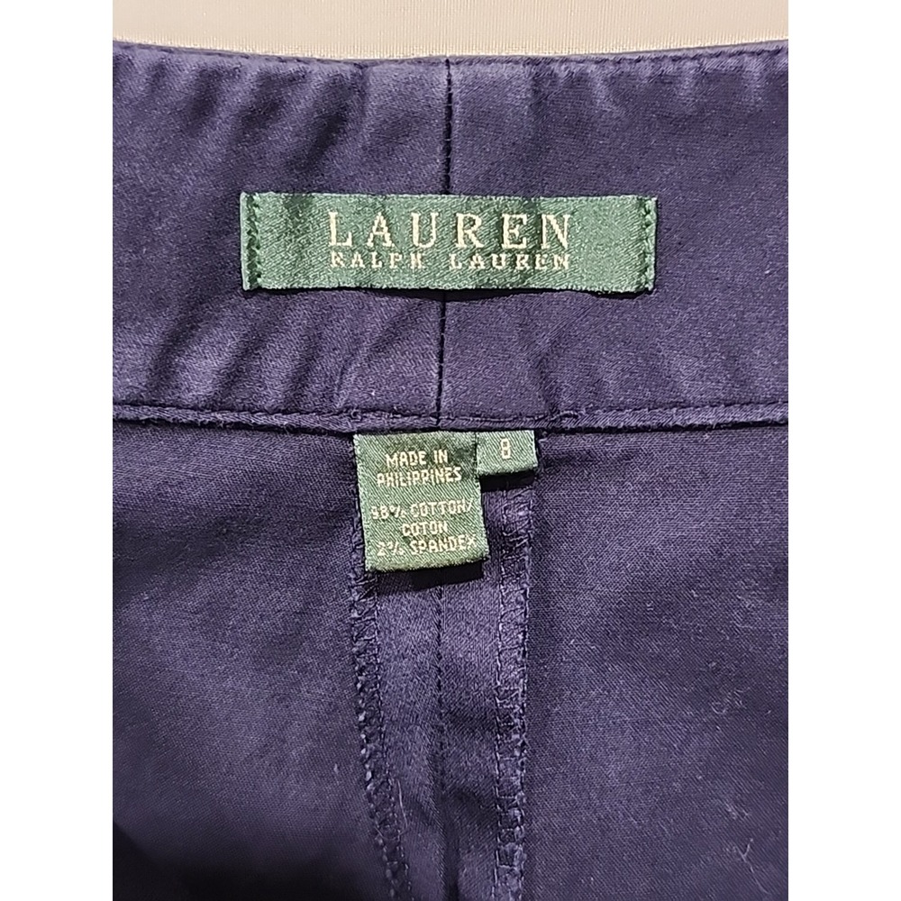 Lauren Ralph Lauren Pants Womens Size 8 Navy Blue Flare Leg Pockets 31 Inseam - Picture 5 of 9